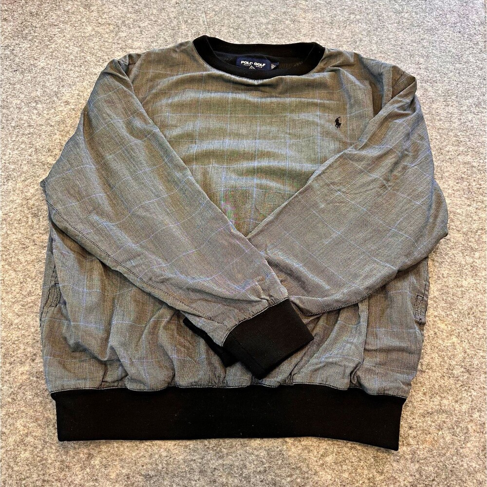 Polo Golf Ralph Lauren Men’s Plaid Crewneck Pullover Sweater Gray/Black L